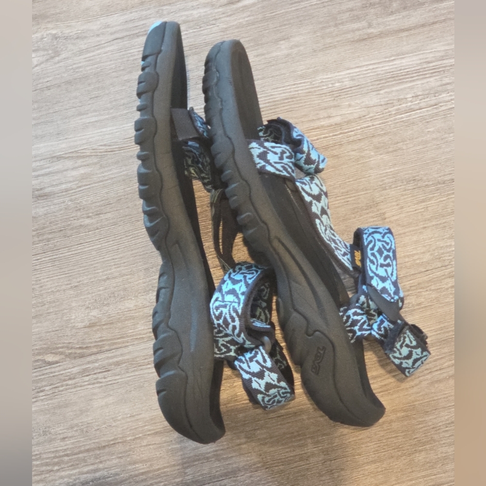Women’s Size 9 TEVA Hurricane Sandals Blue Black Strap On Hook & Loop - Picture 9 of 15